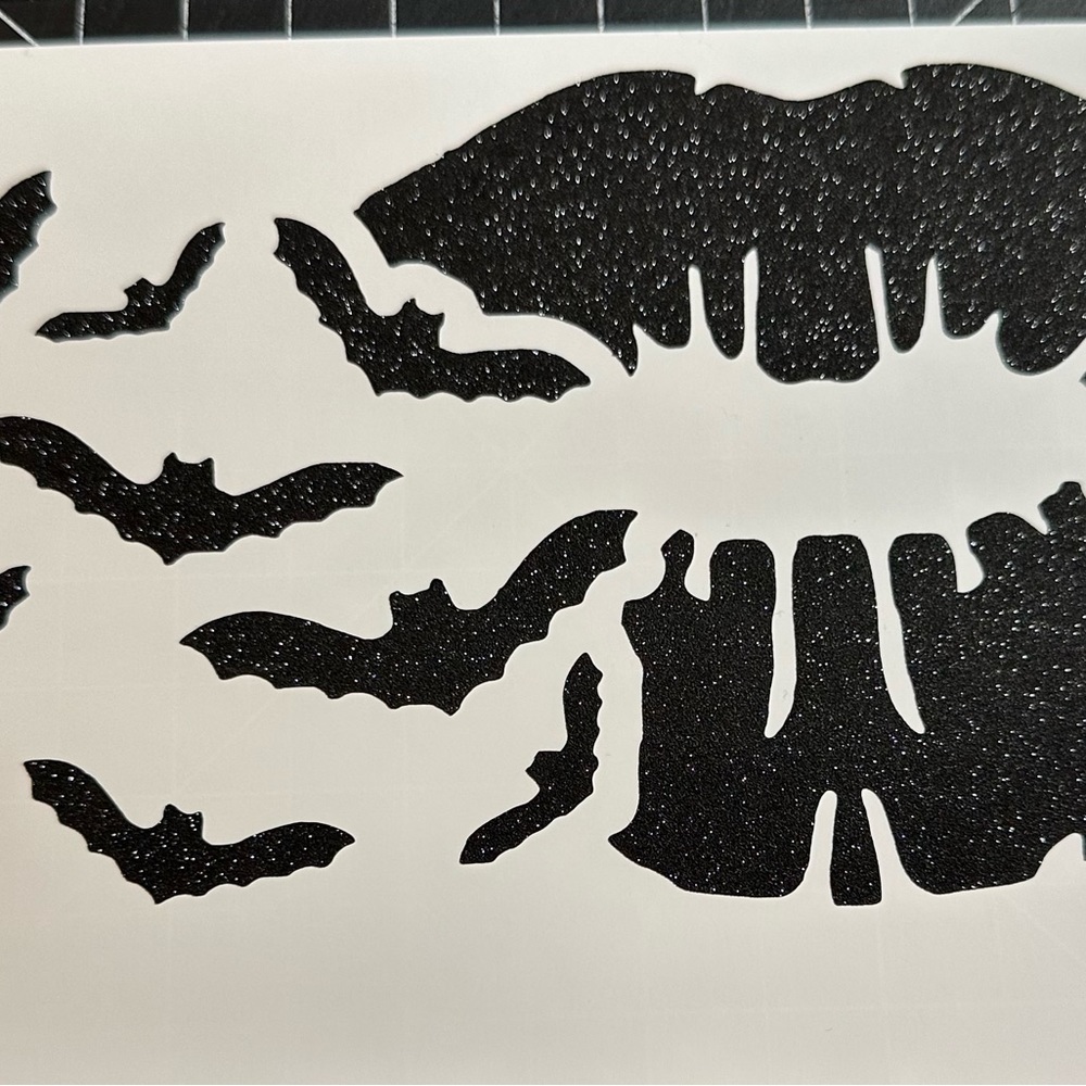 Lips with little bats car decal In shimmer black weatherproof vinyl